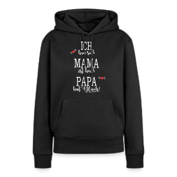 Papa Mama Baby Vatertag Glueck - Frauen Premium Bio Hoodie - Schwarz - Vorne - Julia (174cm)