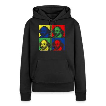POP ART SHAKESPEARE - Sweat à capuche Premium bio Femme - noir - Devant - Julia (174cm)