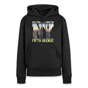 NEW YORK Big Apple City - Frauen Premium Bio Hoodie - Schwarz - Vorne - Julia (174cm)