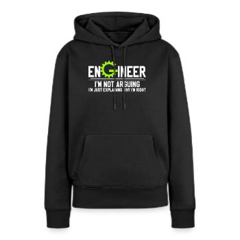Zahnrad Ingenieur - Frauen Premium Bio Hoodie - Schwarz - Vorne - Julia (174cm)