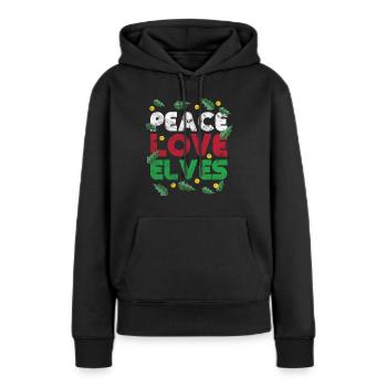 Cadeau Père Noël Noël Elfes - Sweat à capuche Premium bio Femme - noir - Devant - Julia (174cm)