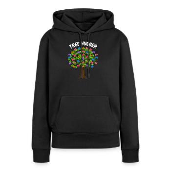 le Hugger - Sweat à capuche Premium bio Femme - noir - Devant - Julia (174cm)