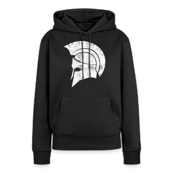 Troja Helm Krieger Pferd - Frauen Premium Bio Hoodie - Schwarz - Vorne - Julia (174cm)