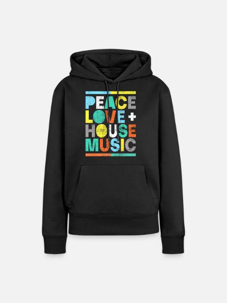 Frieden Liebe Haus Musik - Frauen Premium Bio Hoodie - Schwarz