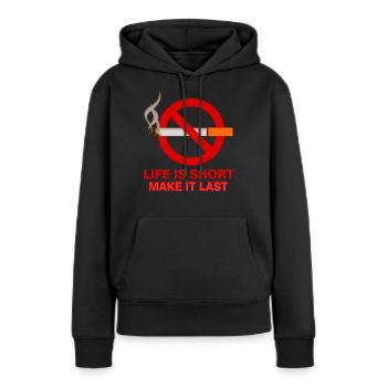 Fumeur fumeur cigarette cadeau - Sweat à capuche Premium bio Femme - noir - Devant - Julia (174cm)