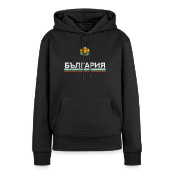 Bulgarie - Sweat à capuche Premium bio Femme - noir - Devant - Julia (174cm)