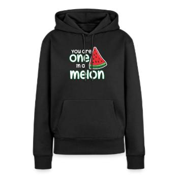 melons - Sweat à capuche Premium bio Femme - noir - Devant - Julia (174cm)