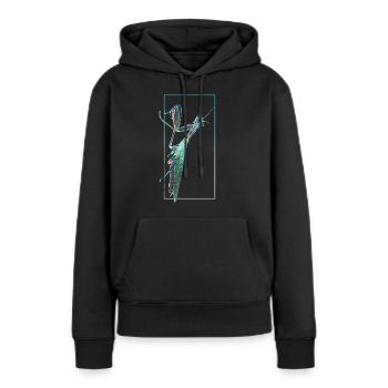 Mante religieuse Photographie négative - Sweat à capuche Premium bio Femme - noir - Devant - Julia (174cm)