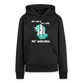 Licorne - Licorne - Licorne - Sweat à capuche Premium bio Femme - noir - Devant - Julia (174cm)