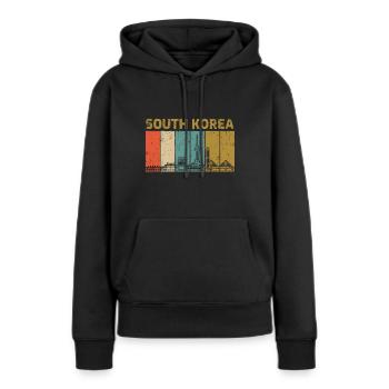 Corée du Sud - Sweat à capuche Premium bio Femme - noir - Devant - Julia (174cm)