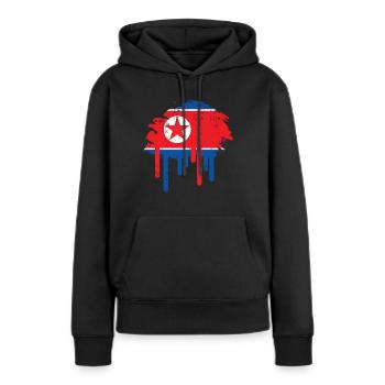 Corée du Nord Corée du Sud Corée Asie cadeau - Sweat à capuche Premium bio Femme - noir - Devant - Julia (174cm)