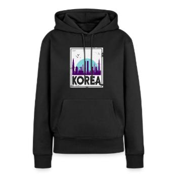 Corée du Nord Corée du Sud Asie cadeau Corée - Sweat à capuche Premium bio Femme - noir - Devant - Julia (174cm)