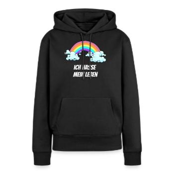 Ich hasse mein Leben Negativ Depressiv Geschenk - Frauen Premium Bio Hoodie - Schwarz - Vorne - Julia (174cm)