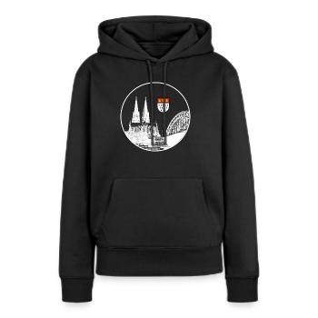 Kölner Dom - Frauen Premium Bio Hoodie - Schwarz - Vorne - Julia (174cm)