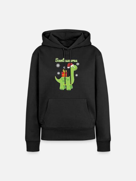 Weihnachten Dinosaurier Santasaurus Geschenk - Frauen Premium Bio Hoodie - Schwarz