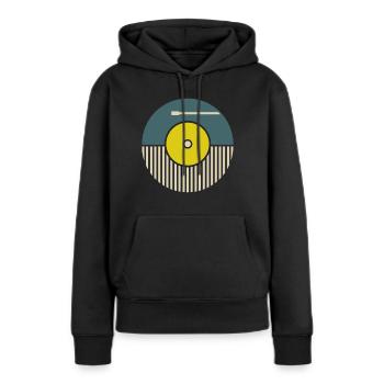 Disque cadeau culte hifi retro - Sweat à capuche Premium bio Femme - noir - Devant - Julia (174cm)