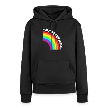 Couple gay mon autre demi-cadeau - Sweat à capuche Premium bio Femme - noir - Devant - Julia (174cm)