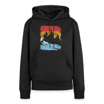 Cadeau Dolomites Vintage - Sweat à capuche Premium bio Femme - noir - Devant - Julia (174cm)