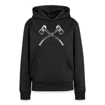 Holzfaeller Holz Axt - Frauen Premium Bio Hoodie - Schwarz - Vorne - Julia (174cm)