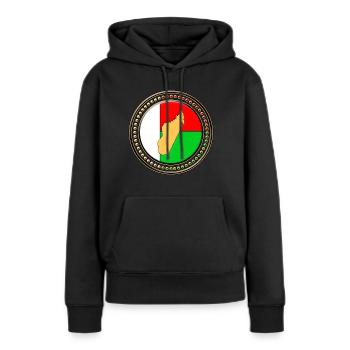 Madagaskar Flagge Landkarte - Frauen Premium Bio Hoodie - Schwarz - Vorne - Julia (174cm)