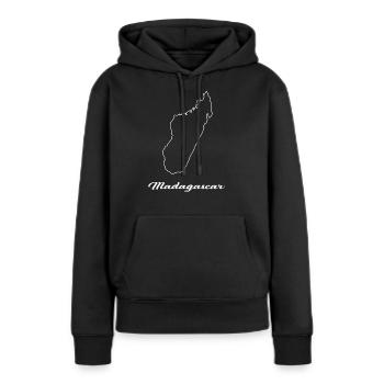 Madagascar carte carte - Sweat à capuche Premium bio Femme - noir - Devant - Julia (174cm)