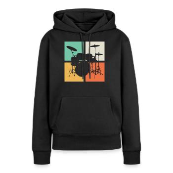 Schlagzeug Set Drumline - Frauen Premium Bio Hoodie - Schwarz - Vorne - Julia (174cm)