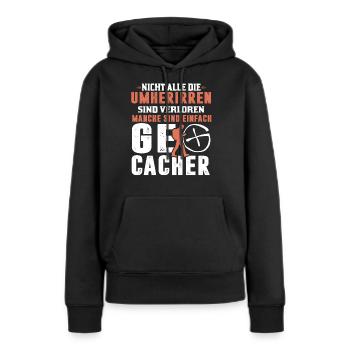 Dire géocaching - Sweat à capuche Premium bio Femme - noir - Devant - Julia (174cm)