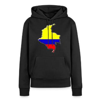 Kolumbien Flagge Landkarte - Frauen Premium Bio Hoodie - Schwarz - Vorne - Julia (174cm)