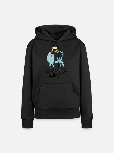 Chat de volleyball - Sweat à capuche Premium bio Femme - noir