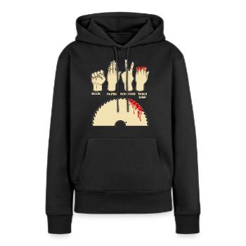 Zimmermann Saege Finger - Frauen Premium Bio Hoodie - Schwarz - Vorne - Julia (174cm)