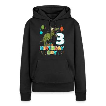3 ans, fête d'anniversaire pour enfants, garçon, dinosaure Rex - Sweat à capuche Premium bio Femme - noir - Devant - Julia (174cm)
