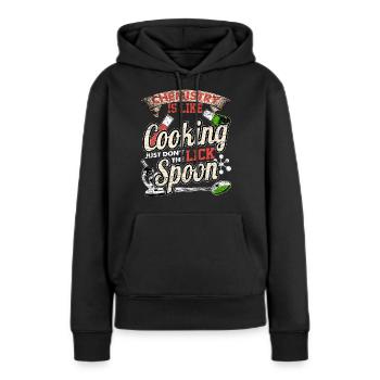 Science de la recherche en chimie - Sweat à capuche Premium bio Femme - noir - Devant - Julia (174cm)