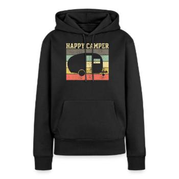 Campen Camping Gluecklich - Frauen Premium Bio Hoodie - Schwarz - Vorne - Julia (174cm)