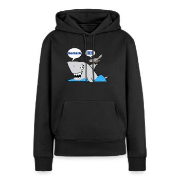 Coucou - requin - Sweat à capuche Premium bio Femme - noir - Devant - Julia (174cm)