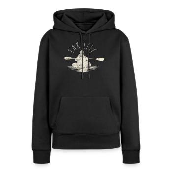 KAYAK PADDELN - Frauen Premium Bio Hoodie - Schwarz - Vorne - Julia (174cm)