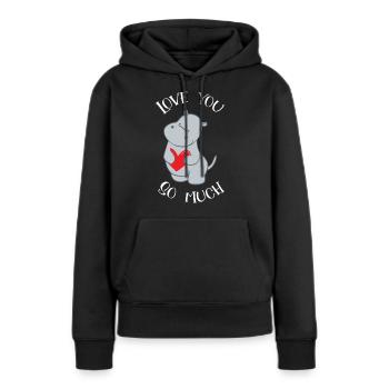 Flusspferd – Hippopotamus - Hippo - Ich liebe Dich - Frauen Premium Bio Hoodie - Schwarz - Vorne - Julia (174cm)