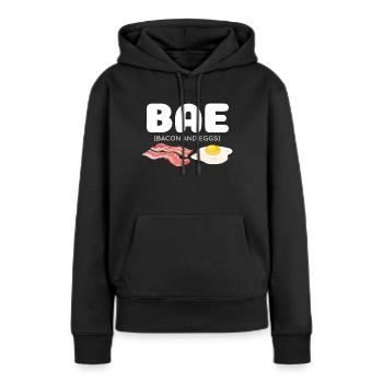 Bae Bacon et Oeufs - Sweat à capuche Premium bio Femme - noir - Devant - Julia (174cm)