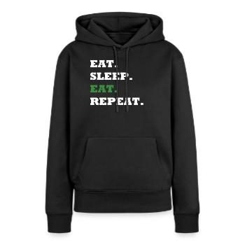 EAT. SLEEP. EAT. REPEAT. - Sweat à capuche Premium bio Femme - noir - Devant - Julia (174cm)