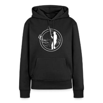 Pêcheur - pêcheur - Sweat à capuche Premium bio Femme - noir - Devant - Julia (174cm)