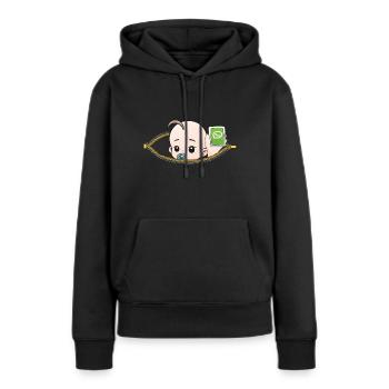 Grossesse smartphone enceinte cadeau - Sweat à capuche Premium bio Femme - noir - Devant - Julia (174cm)