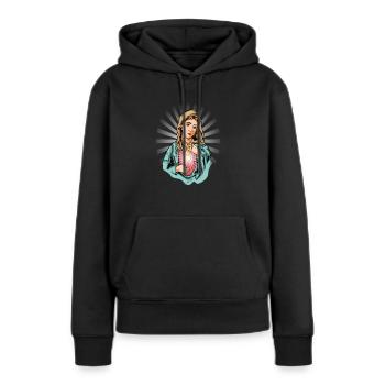 Heilige Jungfrau Maria Geschenk - Frauen Premium Bio Hoodie - Schwarz - Vorne - Julia (174cm)