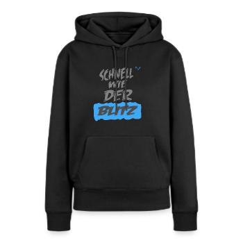 Schnell wie der Blitz - Frauen Premium Bio Hoodie - Schwarz - Vorne - Julia (174cm)