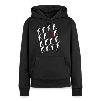 Golf Geschenk Golfschwung Golfplatz sei anders - Frauen Premium Bio Hoodie - Schwarz - Vorne - Julia (174cm)