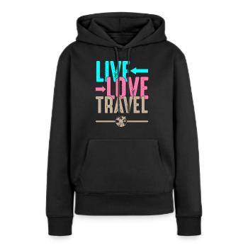 Live travel travel travel wanderlust - Sweat à capuche Premium bio Femme - noir - Devant - Julia (174cm)