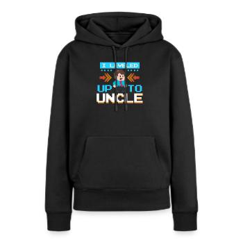 oncle - Sweat à capuche Premium bio Femme - noir - Devant - Julia (174cm)
