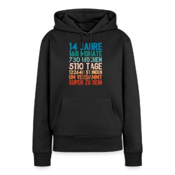 Geburtstagsgeschenk Für 14 Jährige 14. Geburtstag - Frauen Premium Bio Hoodie - Schwarz - Vorne - Julia (174cm)