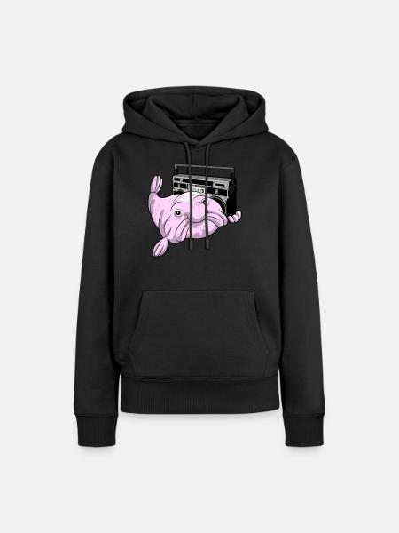 BLOBFISH GHETTOBLASTER COOL ATTITUDE DEEP SEA DUDE - Frauen Premium Bio Hoodie - Schwarz
