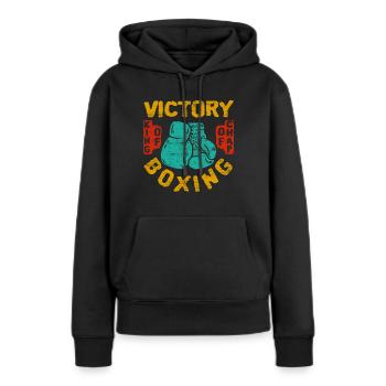 boxe - Sweat à capuche Premium bio Femme - noir - Devant - Julia (174cm)