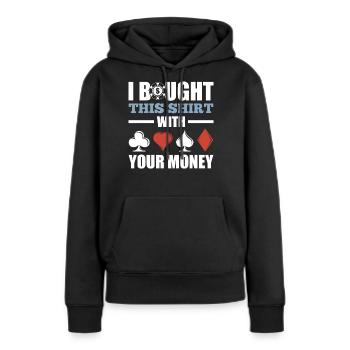 Poker drôle - Sweat à capuche Premium bio Femme - noir - Devant - Julia (174cm)