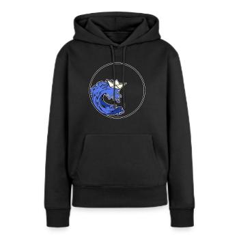 Bateau Origami - Bateau Origami - Sweat à capuche Premium bio Femme - noir - Devant - Julia (174cm)